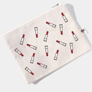 Lipstick print makeup bag